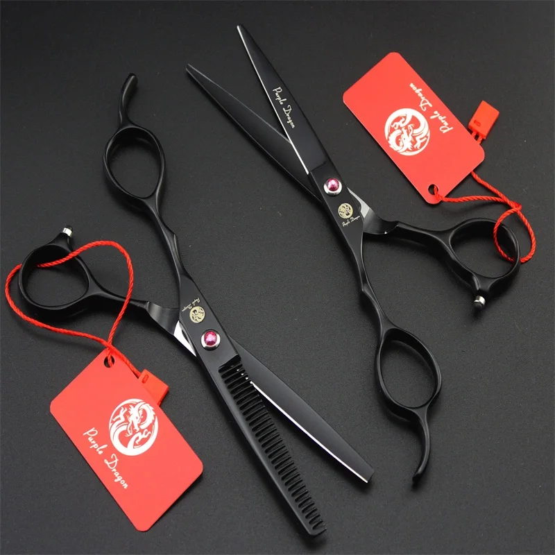 

Purple dragon 6.0 inch Professional left hand use hair Scissors barber scissors Hair Cutting Straight Thinning scissors