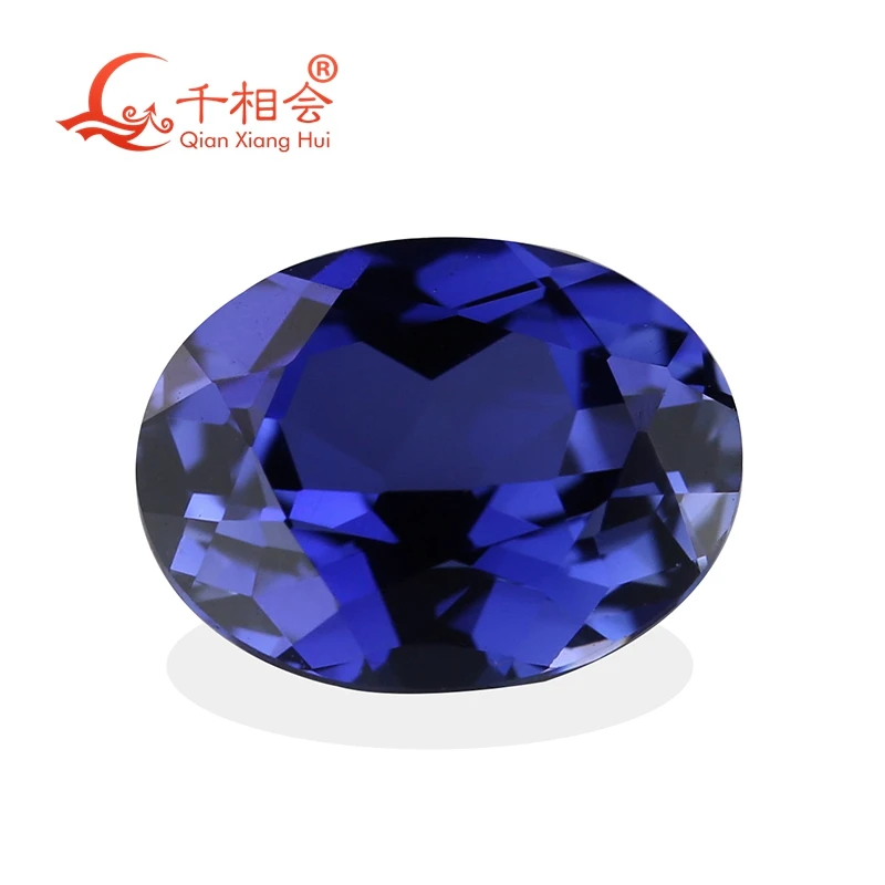 

33# light 34# dark blue color Natural cutting oval shape artifical sapphire corundum gem stone for jewelry making