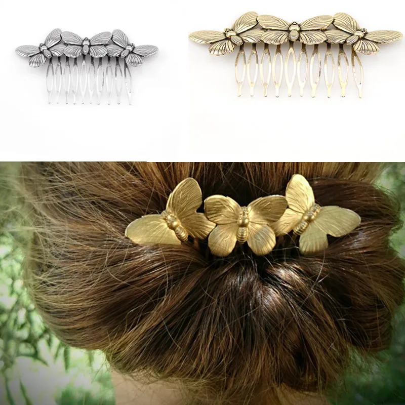 

Vintage Butterfly Bridesmaid Headdress Bridal Hair Comb Clip Hairpin Flower Bridal Head Piece For hair Accessories T0576