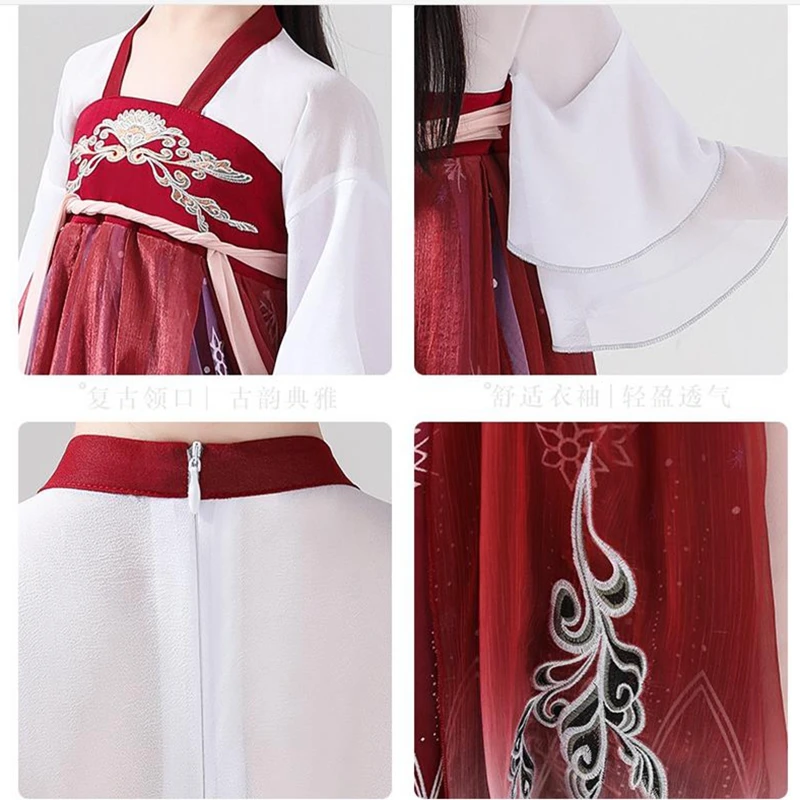 Falda China hanfu para niñas, vestido Retro de estilo Oriental chino, traje Tang para cosplay, vestido de princesa, regalo de Navidad