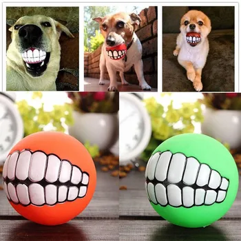 1pc Gummi Hund Spielzeug Quietschende Reinigung Zahn Hund Kauen Spielzeug Kleine Welpen Spielzeug Ball Biss Beständig Pet Liefert Petshop Durchmesser 7cm