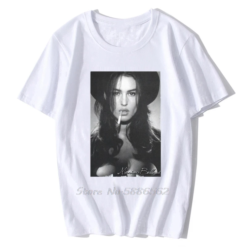 Monica Bellucci H: Men'S T-Shirt Celebrity Star Men Cotton O-neck Tshirt Hip Hop Tees Tops Harajuku