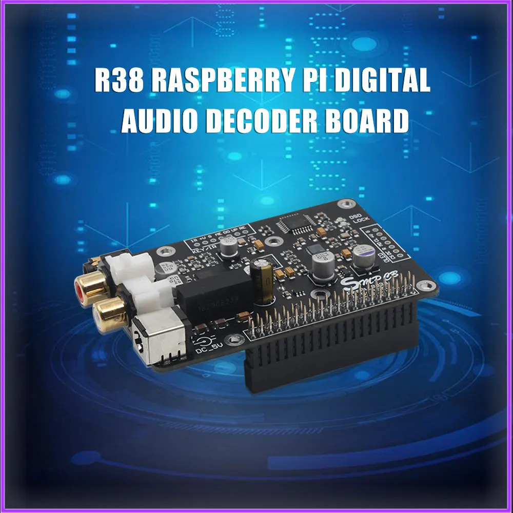 

R38 ES9038 Q2M digital broadcast network player Raspberry Pi DAC I2S 384K DSD 128 With metal case for Raspberryp pi 3B/3B+/4B