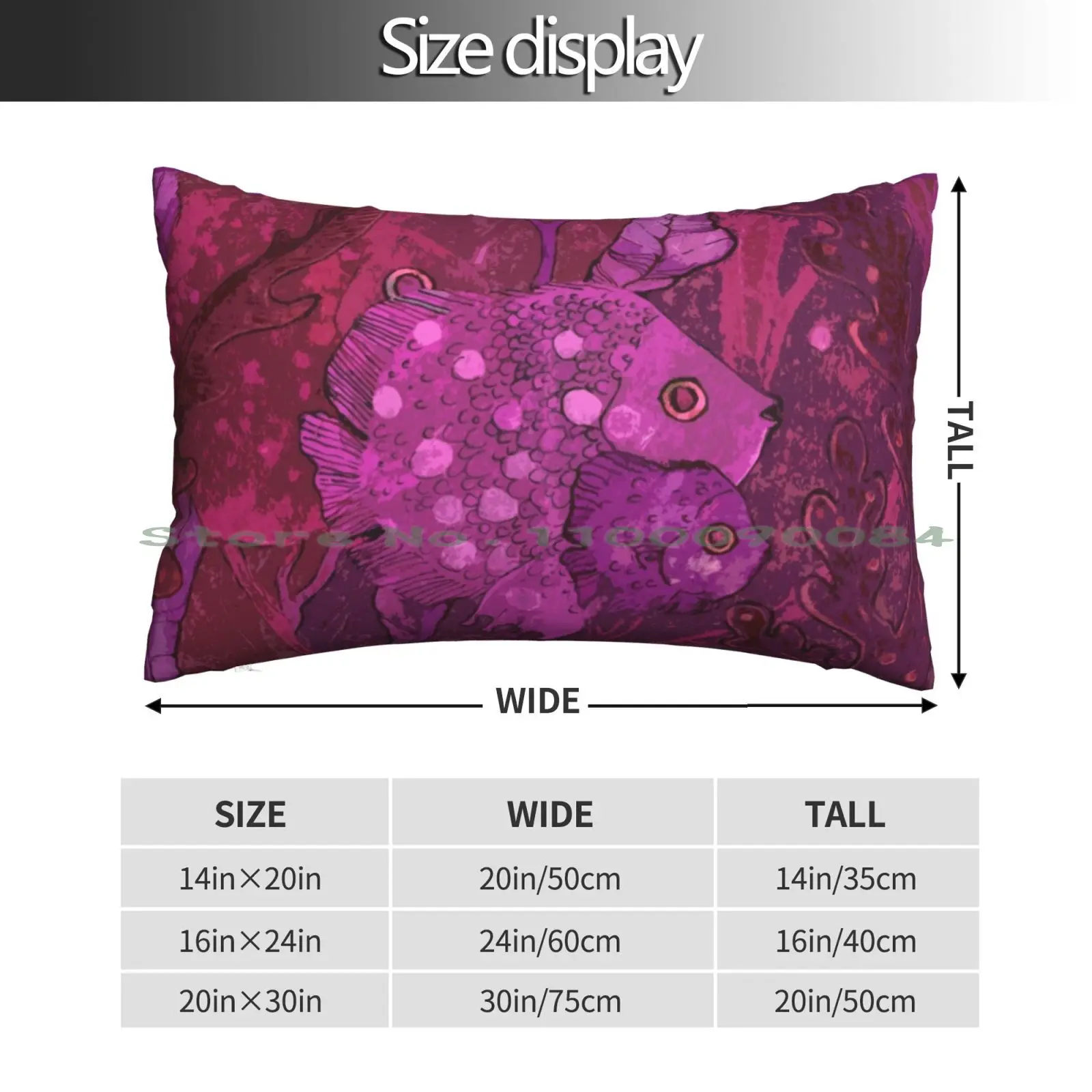 Fish Family In Seaweed , Underwater World , Magenta Purple Pillow Case 20x30 50*75 Sofa Bedroom Blowing Hearts Lips Bite Soft