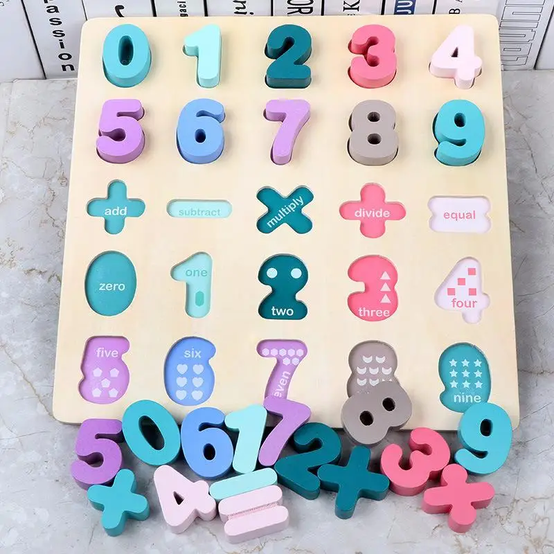 Montessori Educational Wooden Toys Counting Geometry Shape Match Board Toy Training Color Cognition Montessori Early Education