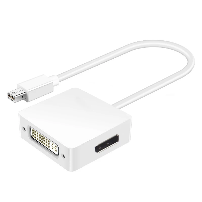 

white 3 In 1 mini Displayport DP to DVI HDMI DP Cable Adapter Display port Male to Female for computer