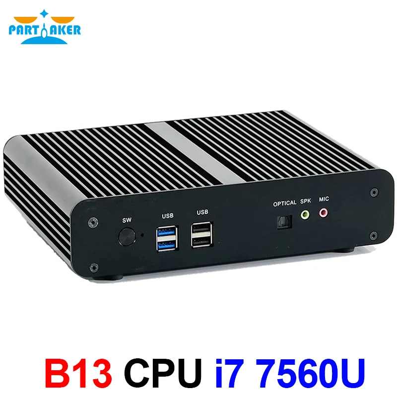 Imagem -04 - Partidário-mini Computador Fanless Micro pc i7 8550u 7560u i5 8250u 7260u x Ddr4 Msata Ssd de M.2 Barebone Htpc Nuc Vga Hdmi