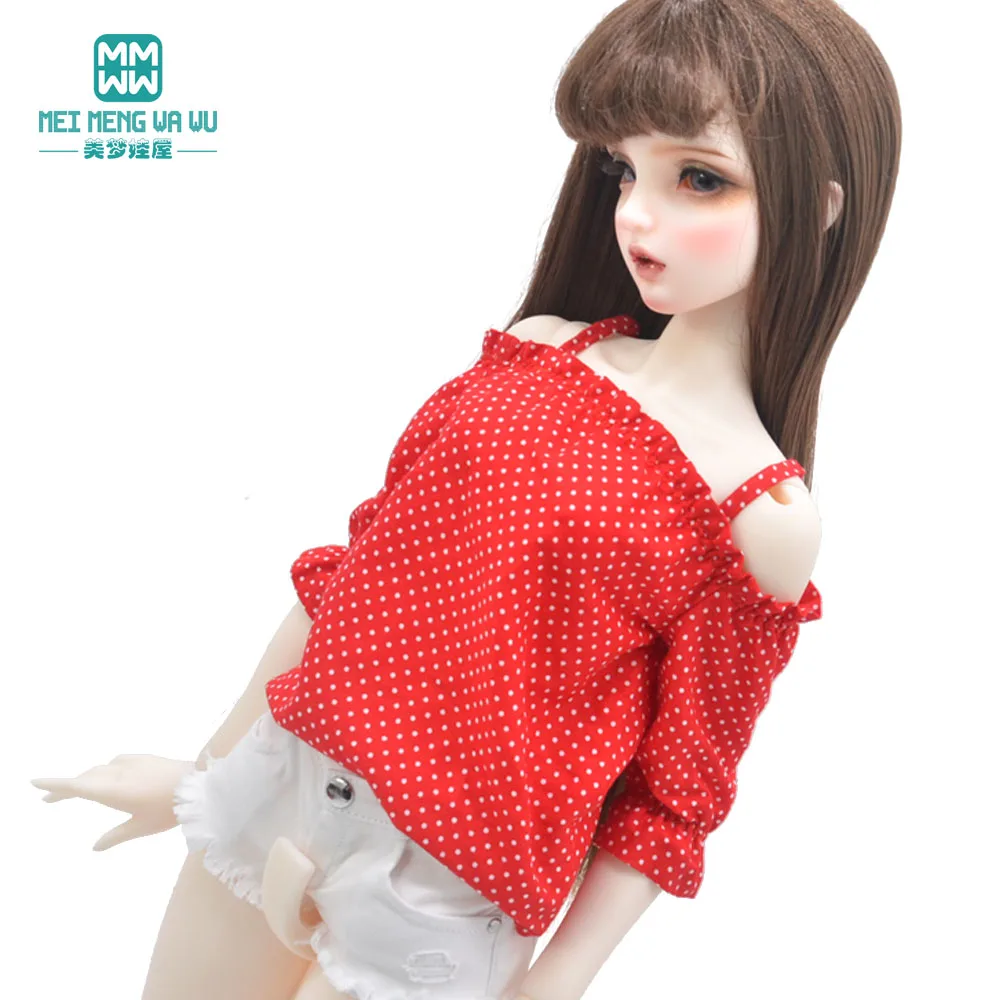 58-60cm 1/3 BJD Doll Clothes Fashion DD SD Dolls Toys Ball Jointed Doll Fashion polka dot shirt red, yellow Girl's gift