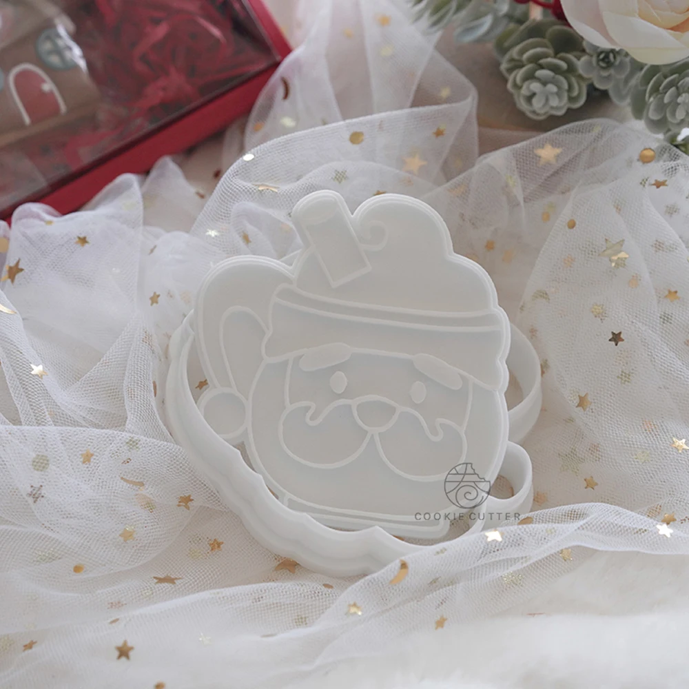 1Pc Coffee Cup Santa Icing Cookie Mold Christmas Biscuit Mold Cookie Cutter Stamp Sugarcraft Fondant Cake Decoration Tools