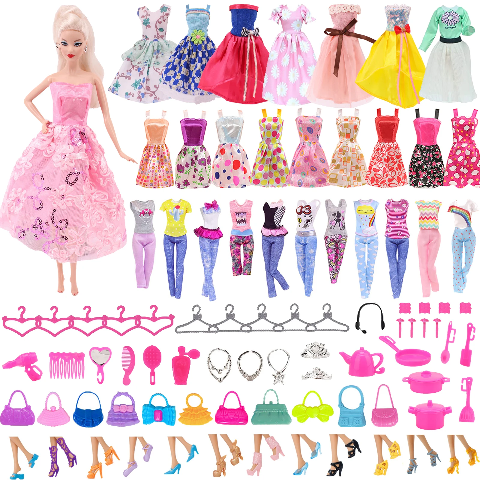 Barbies Doll Clothes Lace Wedding Dress + Accessories Shoes Cheap Party Wear Clothes for 11.8Inch Barbies BJD 1/6 Doll Kids Toy