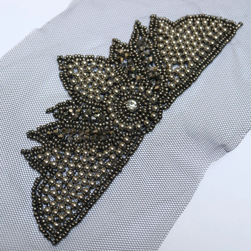 2pcs/set black Beaded epaulette for clothes Punk Coat Suit DIY Fashion Tassel Badge Epaulets Shoulder Patches appliques