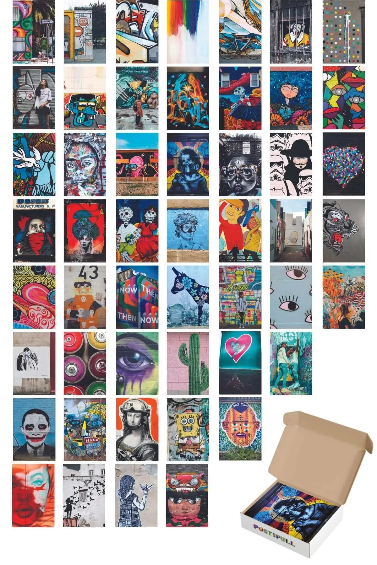 Grafiti Themed Poster Collage Set - 50 Pcs-Colorful Poster Set-10cm * 15cm-Thick coated Paper