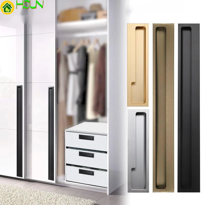 

Gold invisible concealed handle wardrobe door handle drawer cabinet bookcase handle embedded hardware door handle