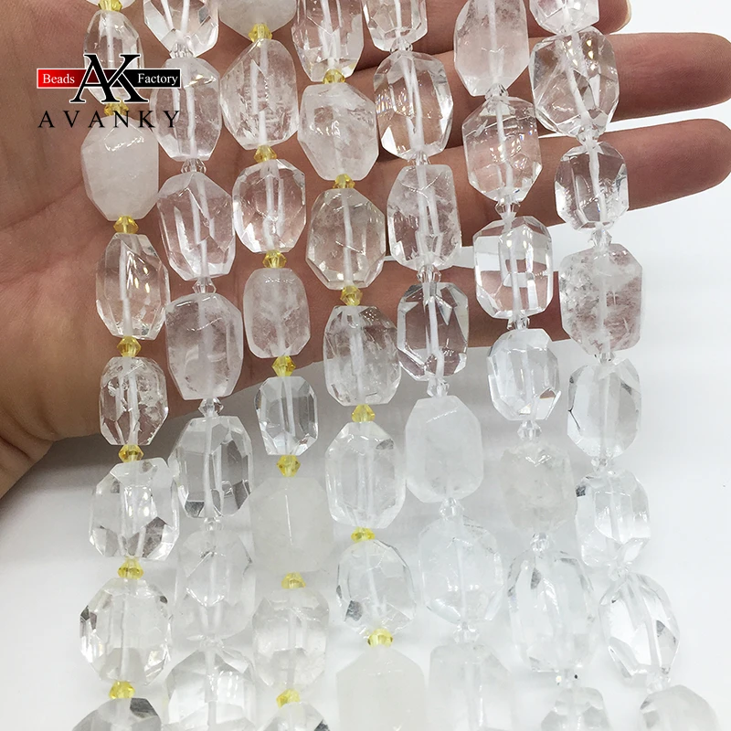 High Quality Natural Whith Crystal Handmade Irregular Faceted Loose For Jewelry Making DIY Necklace Bracelet 15''13x18mm