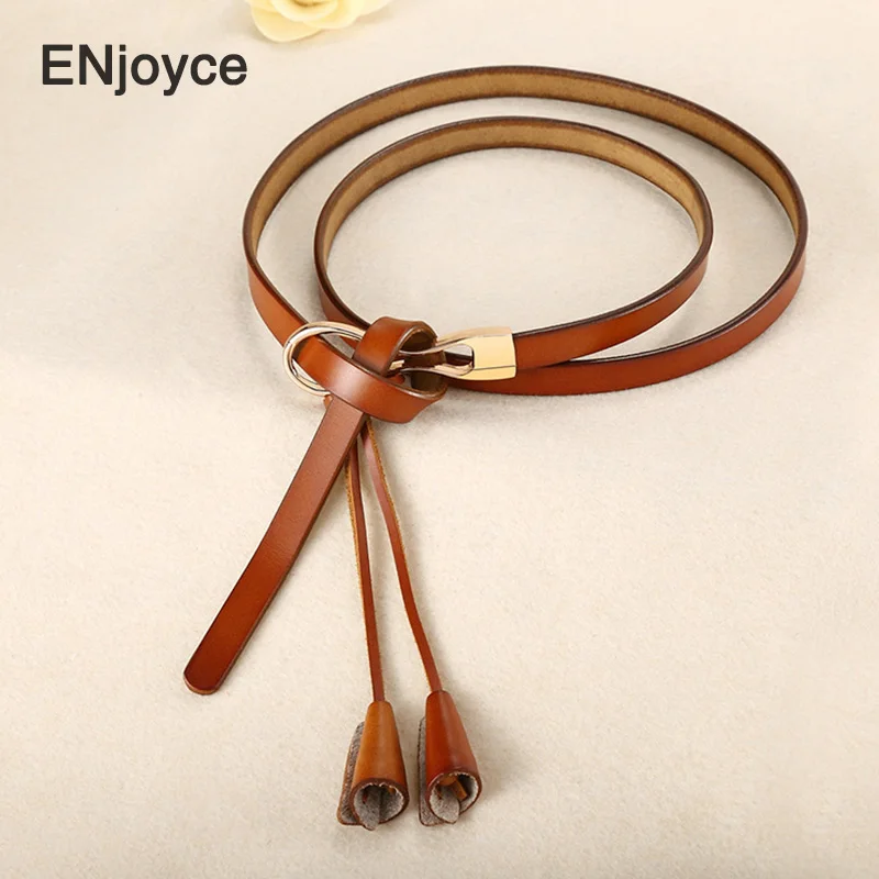 New Designer Luxury Brand Design Genuine Leather Long Belts for Women Fashion Dress Tied Straps Waistband ​Accessory