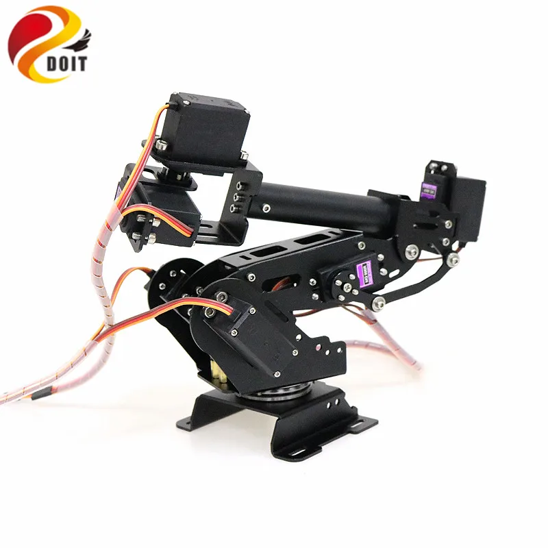 SZDOIT 7DOF Large Robotic Arm Model Metal 7-Axis Robot Arm with 360 Degree Rotating Base 7pcs Metal Gear Servos DIY for Arduino