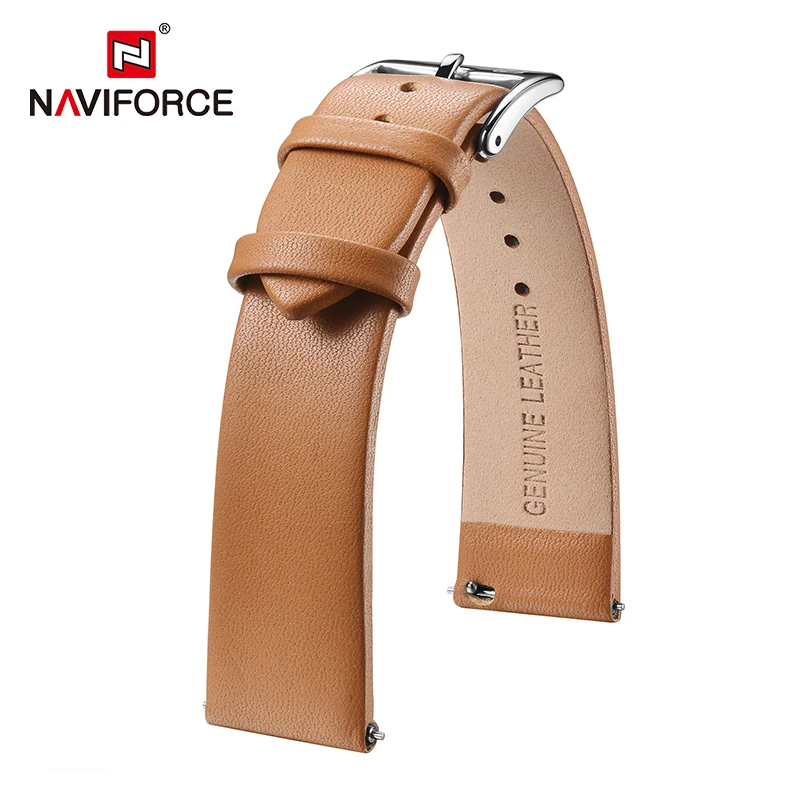 NAVIFORCE Genuine Leather Watchbands 20mm Black Dark Brown Blue Women Men Cowhide Watch Strap Belt with Stainless Steel Buckle