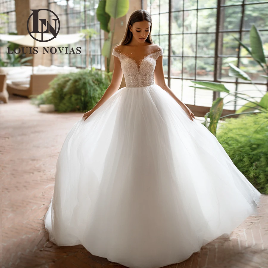 

LOUIS NOVIAS Off the Shoulder Wedding Dresses For Women Sexy Luxury Sweetheart Bride Sashes A-Line Bridal Gown Vestidos De Novia