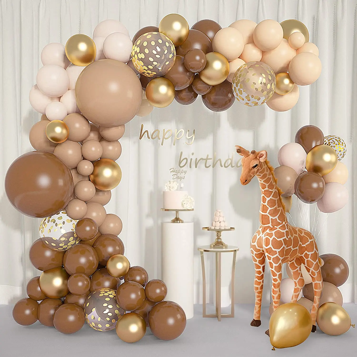 126pcs/set Retro Coffee Brown Balloons Garland Arch Kit Jungle Animals Themed Balloons Baby Shower Birthday Party Decoration