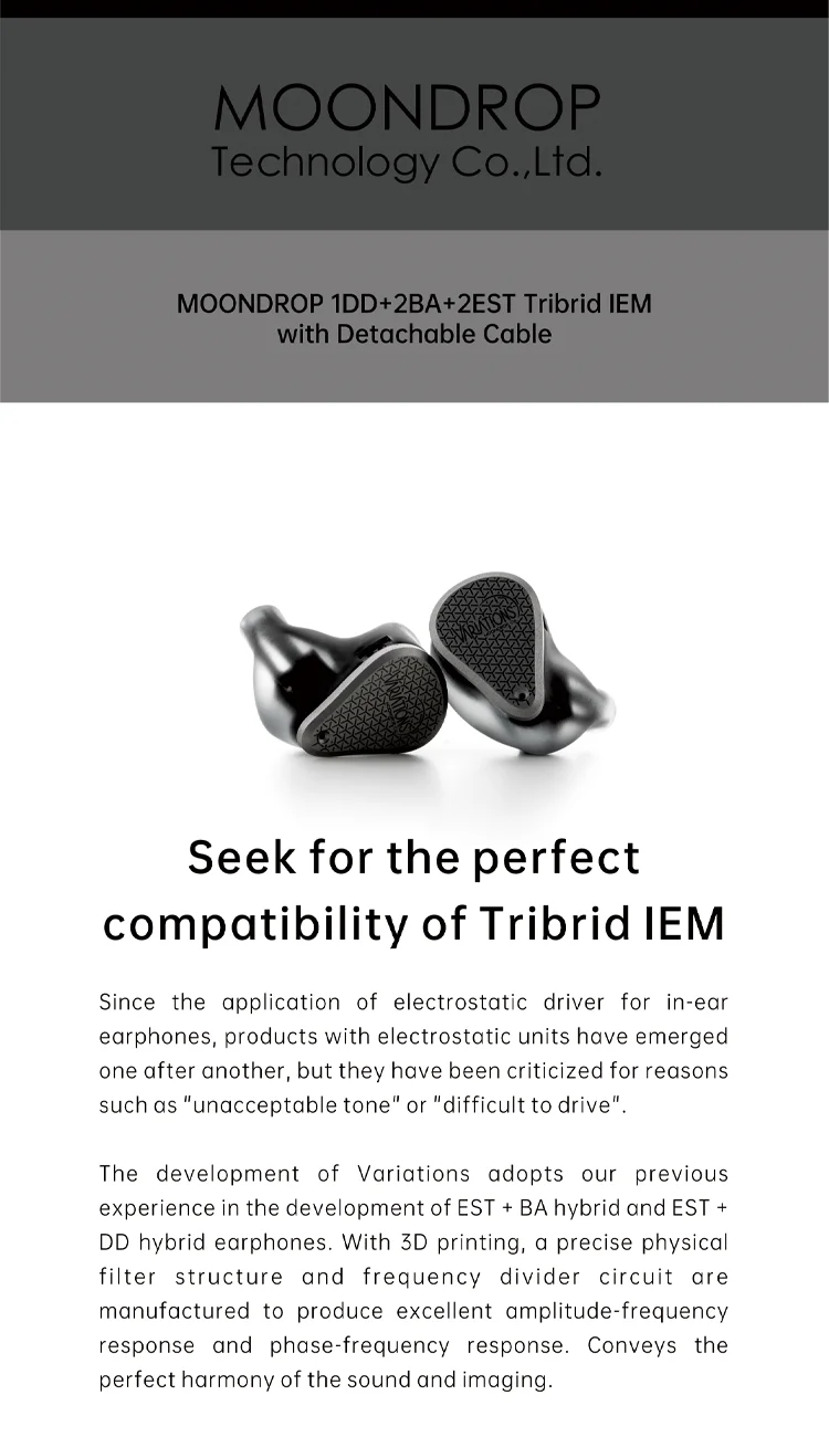 Moondrop Variationen 2est 2ba dd Kopfhörer Tribrid iem mit abnehmbarem Kabel – Detail 2