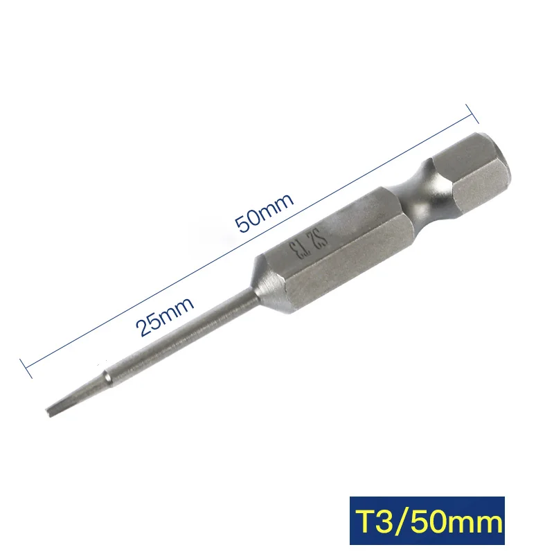 

10 шт. 50 мм Длина 1/4 '(6,35 мм) шестигранный хвостовик Магнитная точность отвертка бит T3 T4