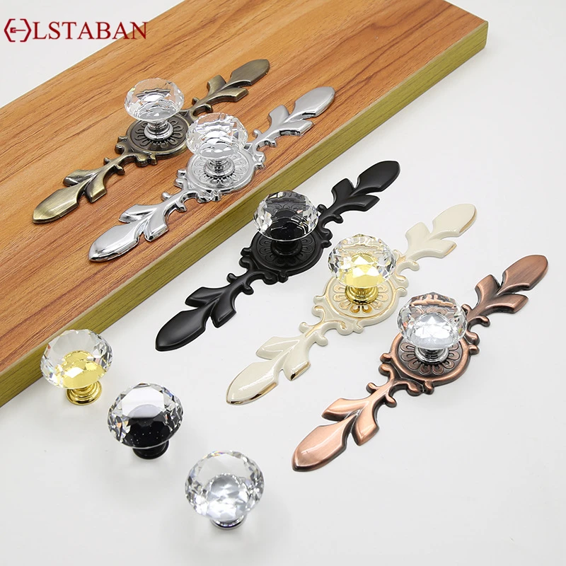 LSTABAN Современный минималистичный европейский стиль, утолщенная прозрачная хрустальная ручка, шкаф, шкаф, ручка с одним отверстием