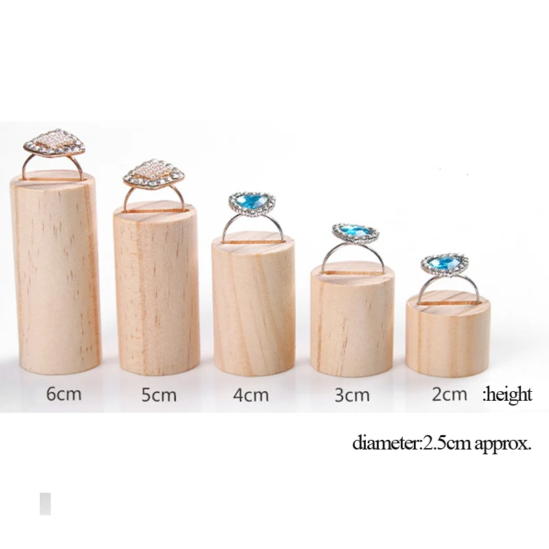 ไม้5ชิ้น/เซ็ตแหวน Bague Anel Bearer ขาตั้งเครื่องประดับงานแต่งงานแหวนไม้กล่องพิเศษ Handmade Store แหวนแสดง