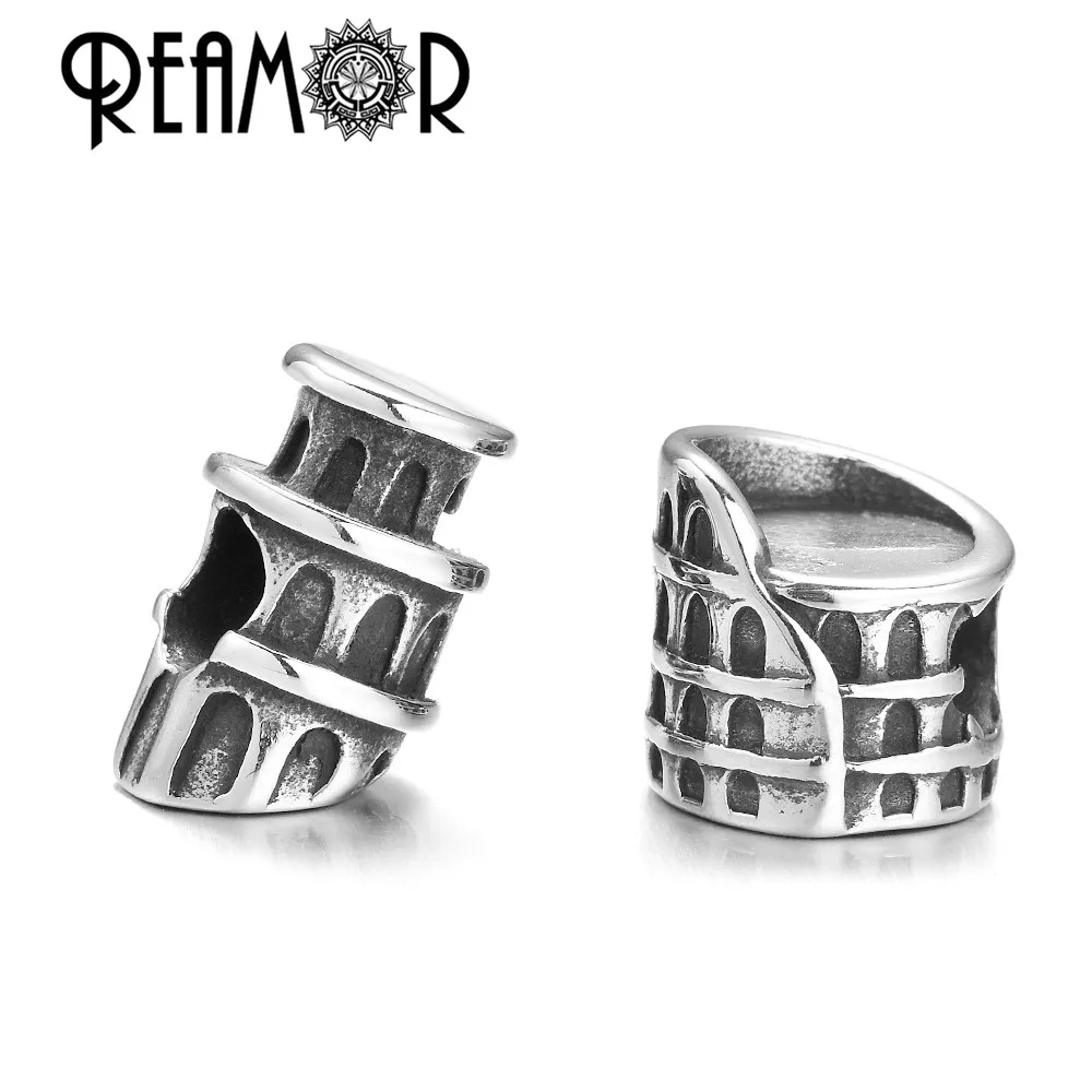 REAMOR Stainless Steel Travel Pharaoh Big Ben Train Pyramid London Eye European Style Beads For DIY Bracelet Jewelry Findings