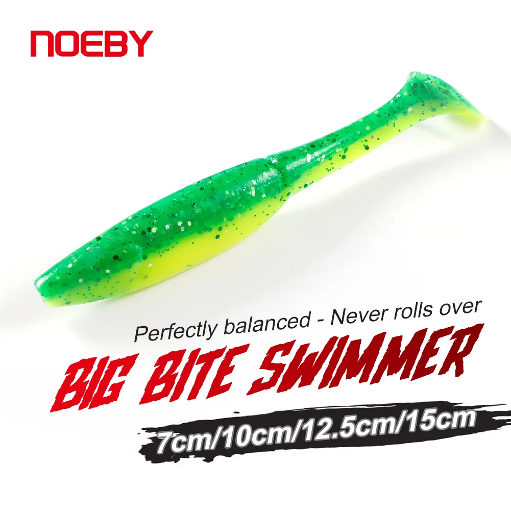 NOEBY Silicone Soft Lure 7cm 10cm 12.5cm 15cm Shad Artificial Soft Bait Swimbait Predator Soft Lure Trout Pike Fishing Lures