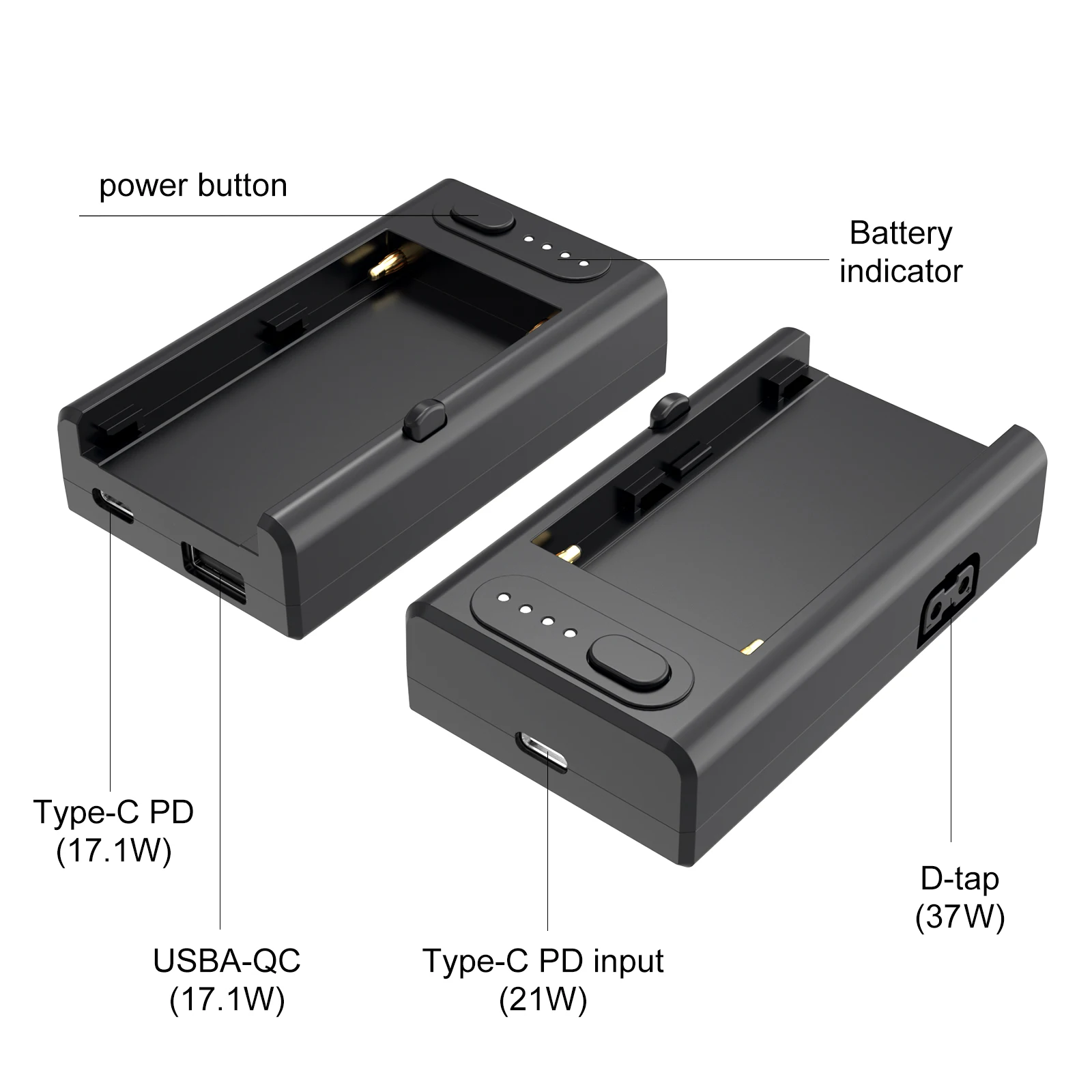 ZGCINE-cargador de carga rápida NPF NP-F PD, con orificio de tornillo 1/4, compatible con batería F550, F750, F970, adaptador de luz de fotografía para cámara