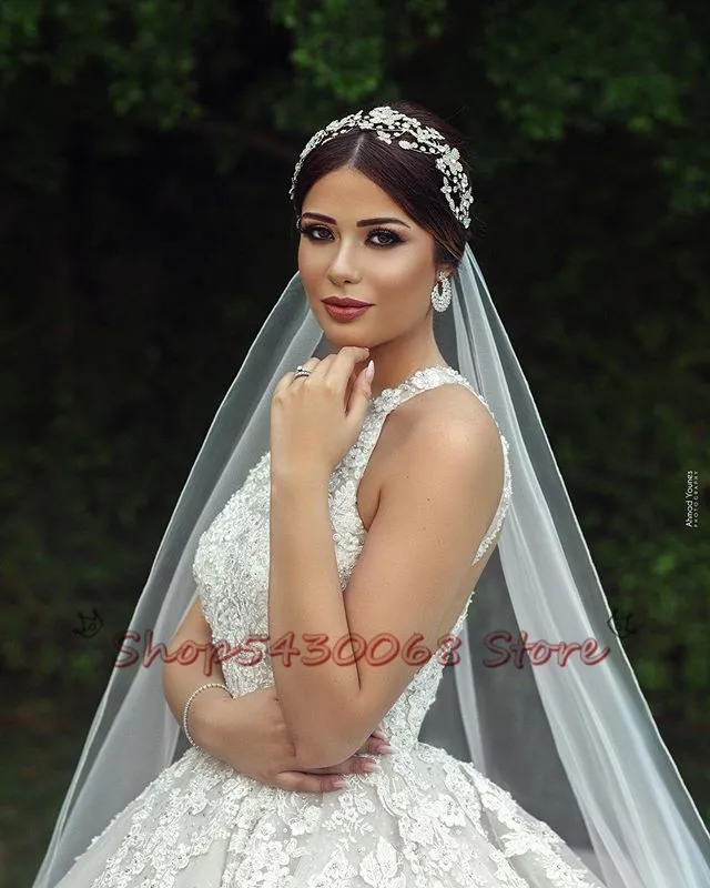 Laço de luxo muçulmano noiva vestidos de casamento a linha 2020 novo sem mangas tribunal trem nupcial vestidos de casamento plus size robe de mariee