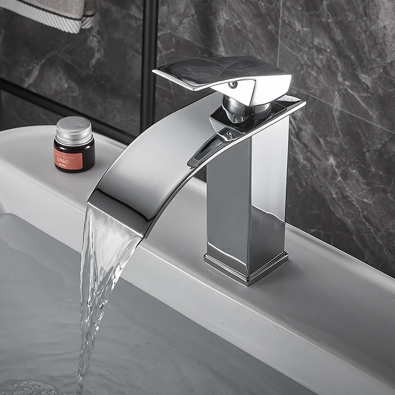 BAKALA Brand New Polished Basin sink waterfall Tap, single lever single hole Deck Mounted basin waterfall Faucet. Mixer