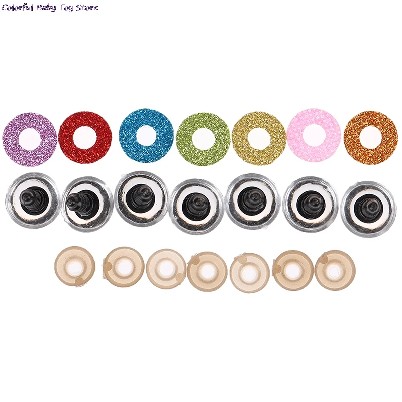 10Sets 16MM Stuffed Toys Glitter Safety Eyes Nonwovens Washer Clear Doll Eyes