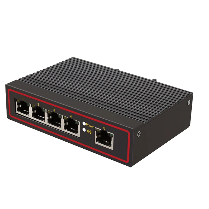 5 Poort Industriële Ethernet Network Switch 10/100M Signaal Versterken Din Rail Type