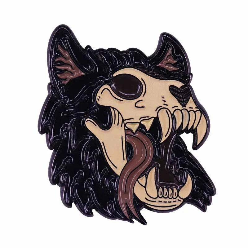 Fun Gothic Skull Enamel Pins Brooch Collecting Animal Wolf Lapel Badges Men Women Fashion Jewelry Gifts Adorn Backpack Collar