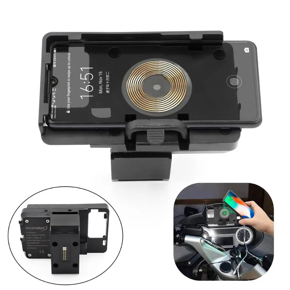 Suitable for BMW R1200RT R1250RT GPS navigator USB charger mobile phone navigation bracket 2 in 1 fast wireless charging