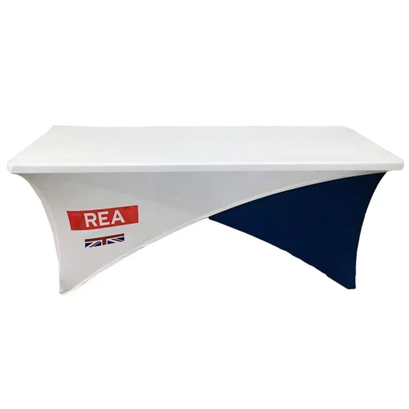 

Morning custom Logo table cover cloth 4ft 6ft 8ft advertising spandex tablecloth for trade show outdoor display