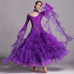 Purple Ballroom Dance Competition Dresses Women Performance Modern Practice Costumes Standard Party Tango Waltz Clothes