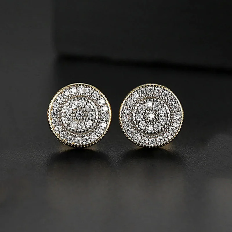 SIPENGJEL Trendy Korean Style Small Round Earrings Luxury Full Cz Crystal Small Stud Earrings For Women Jewlry Gift 2021