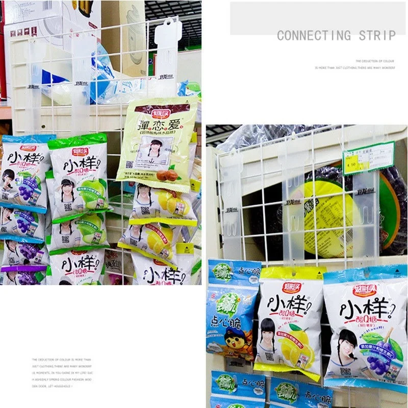 2Pc Plastic Merchandise Clear Display Hooks Strips With Clips Snack supermarket Hanging Commodity Promotion Retail Storage Strip