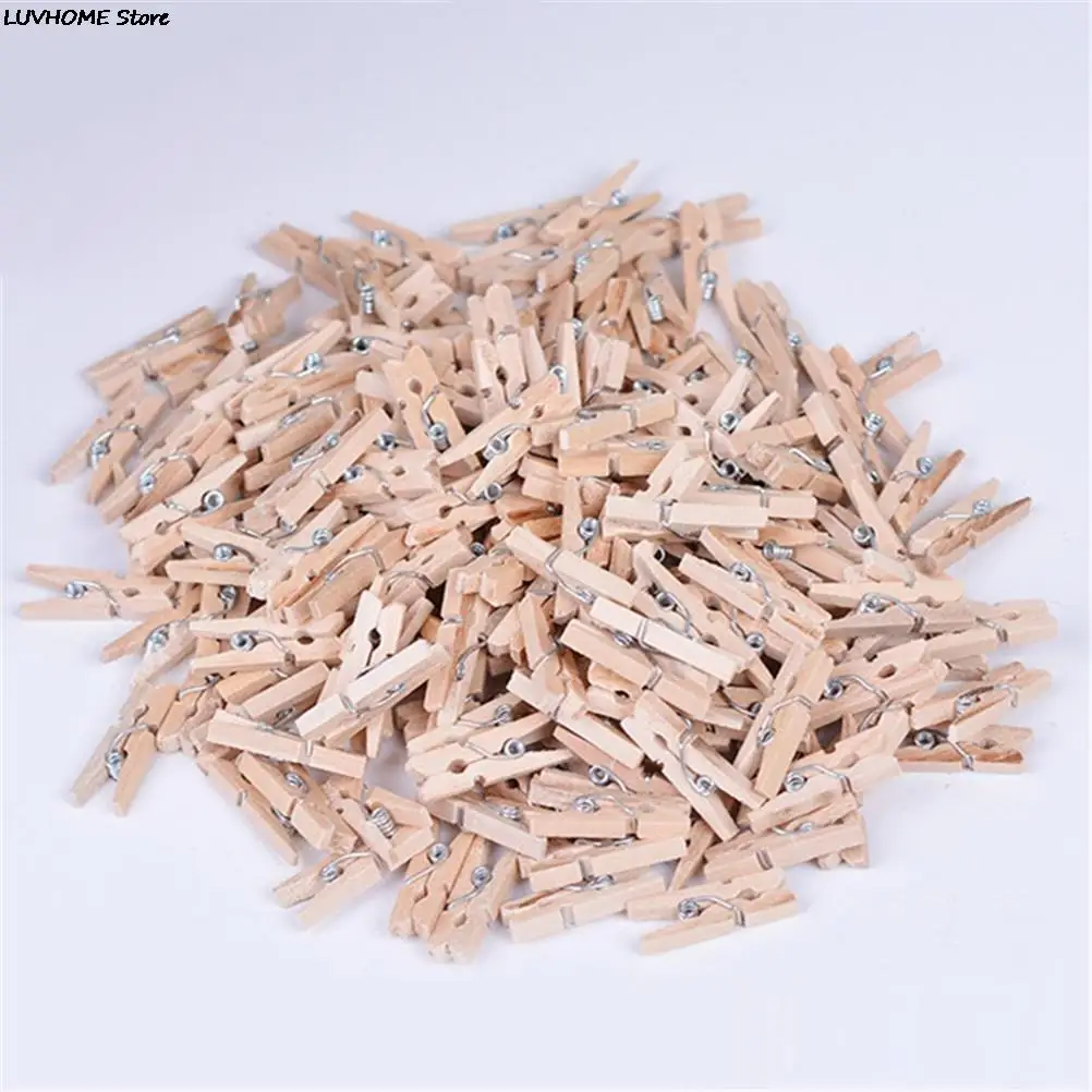 50 Pcs/lot Natural Mini Spring Wood Clips Clothes Photo Paper Peg Pin Clothespin Craft Clips Party Home Decoration Wholesale