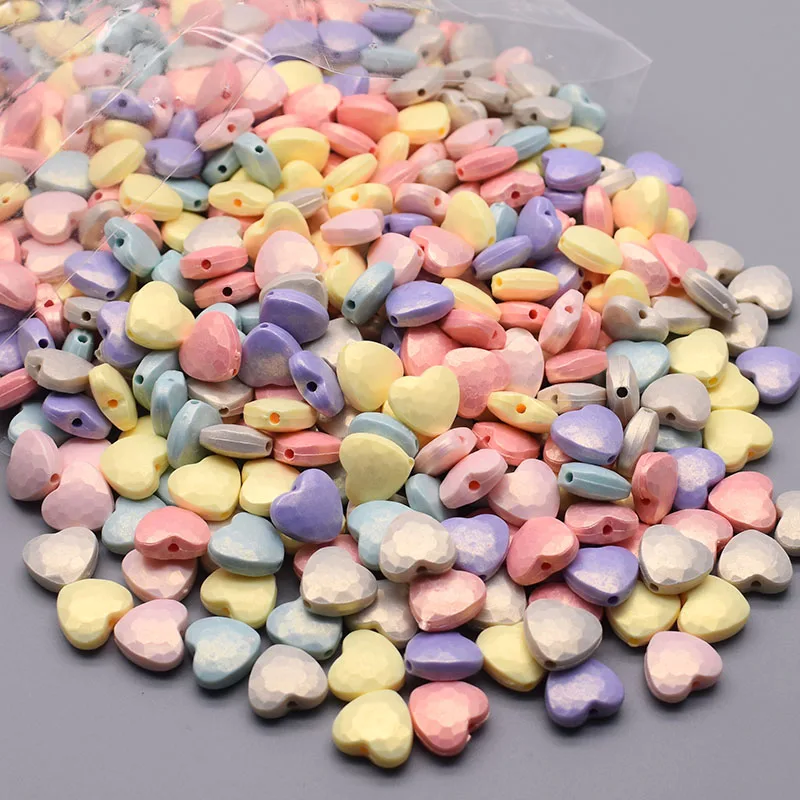 12mm Plastic Acrylic Beads Sugar Clouds Beads Effect Peach love heart shape Faceted Loose Spacer Beads For Jewelry Making Craft