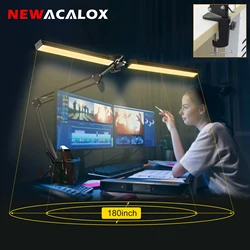 NEWACALOX-LED Swing Arm Desk Lamp, Reading Lamp, Table Lights, Large Range Screen, Pendurado Luz para Trabalhar, Escritório, UE, EUA, 12V, 24W