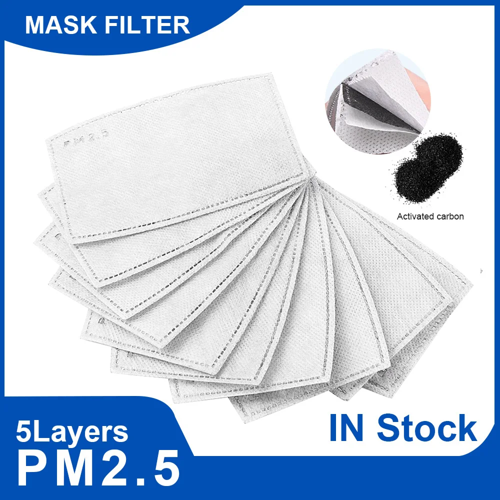 

2-200pcs PM25 Filter Mask Paper 5 Ply Anti Dust Mouth Face Mask Carbon Cotton Disposable PM2.5 Filter PM 2.5 Protective Masks