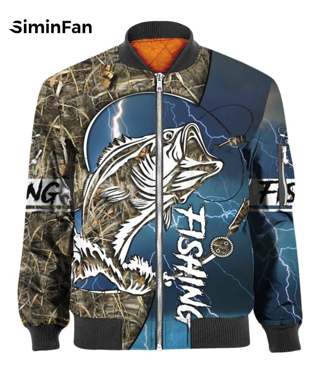 Mens Bomber Jackets Love Bass Fishing Camo 3D Printed Unisex Punk Zip Flight Jacket Harajuku Women Streetwear Winter Thick Coats