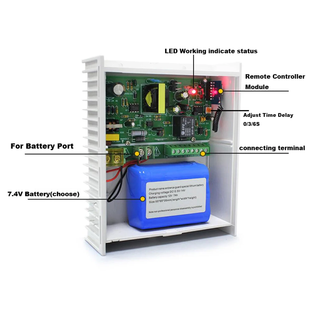 AC 100~240V DC 12V 3A/5A Power Supply Support Backup Battery Interface RFID card Access Control System Power Supply