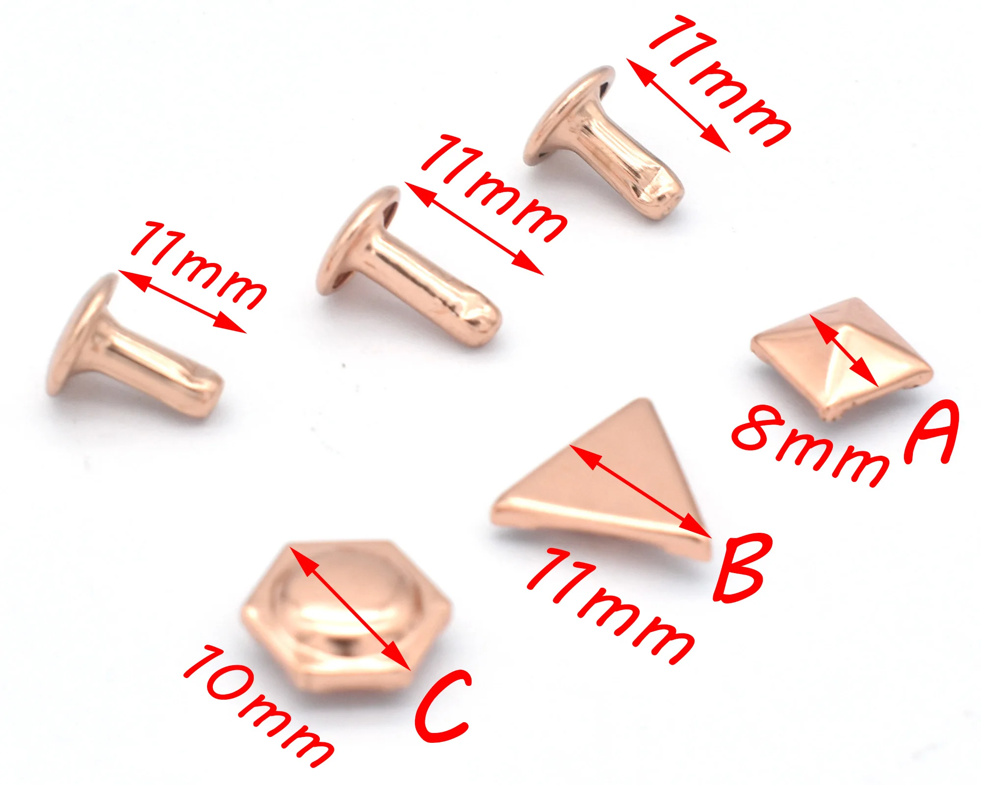 Rose Gold Double Cap Rivets Metal Button Round Rivets Studs Purse Bags Handbags Shoes Belts Leather Craft DIY