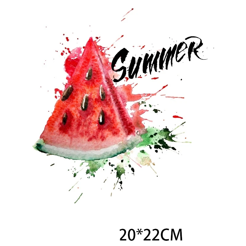 Washable Watermelon Fruit Heat Transfer Patches For Clothing DIY Applique Heat Transfer Vinyl Ironing On Jeans Stickers large