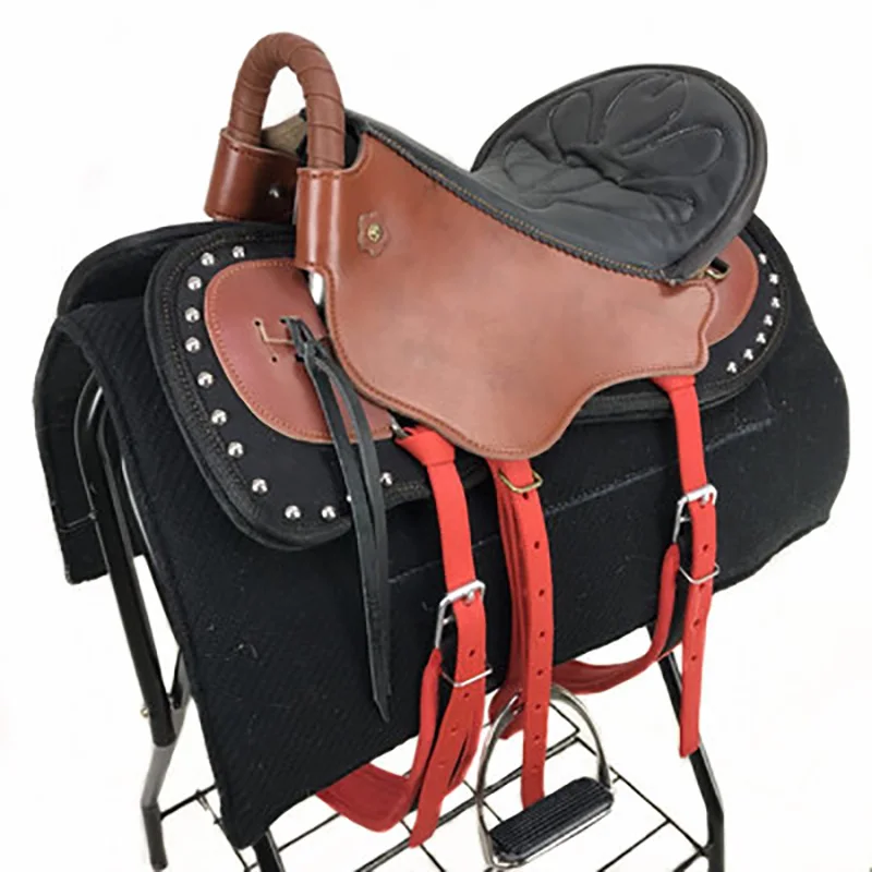 

Saddle Full Set Harness New Cowhide Tourist Saddle Size Pony Saddle Fine Riding Supplies