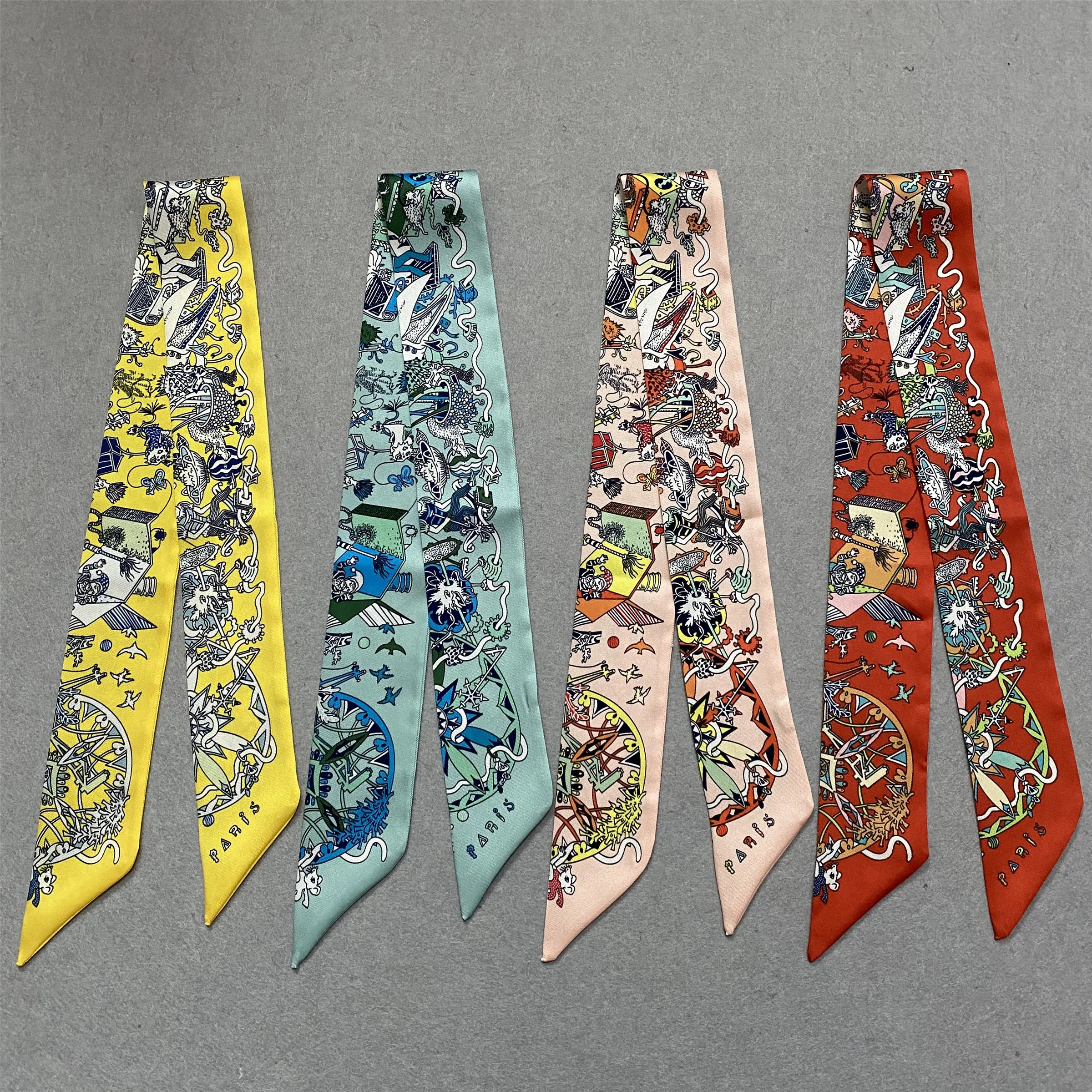 2023 Design Spring Skinny Scarf Women Silk Scarf For Ladies Luxury Brand  Letter Neck Bag Scarves Hair Foulard Headband